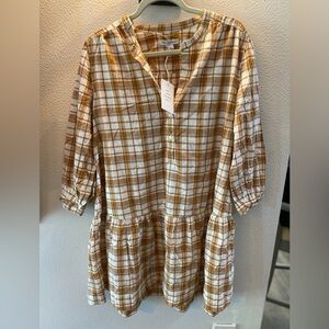 FREE ASSEMBLY women’s size L Drop waist plaid swing dress BNWT